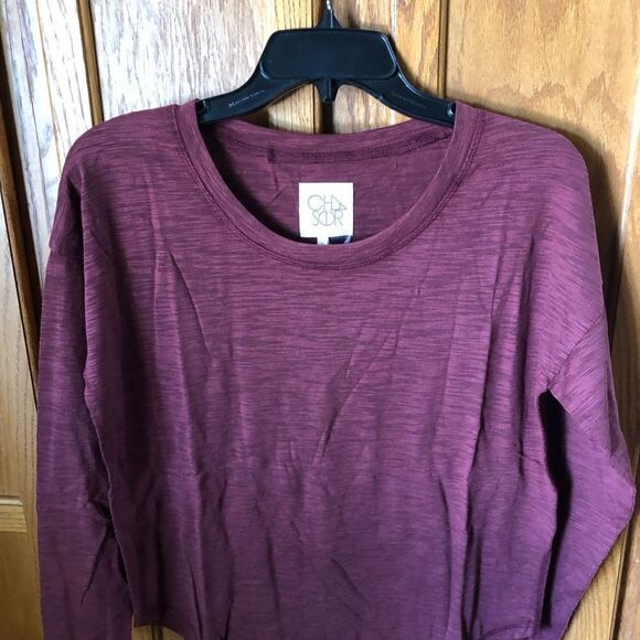 NWT Chaser Maroon Heather Slub Long Sleeve Top - S - Picture 5 of 11